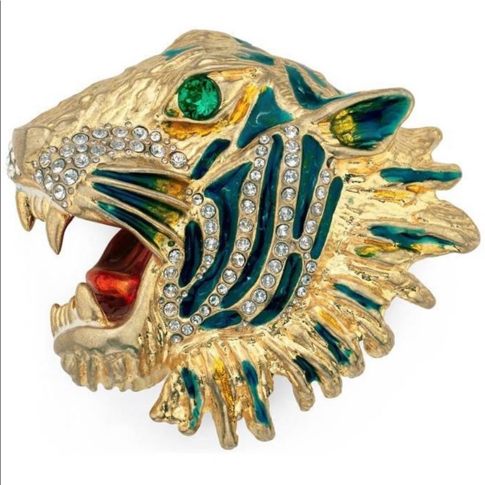 Gucci Rajah Tiger Head Crystal Brooch